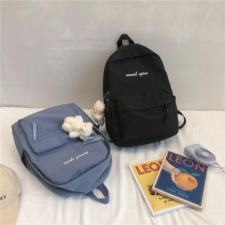 Shoulder Large Bag Capacity Simple Backpack School Junior Students Unisex Nylon