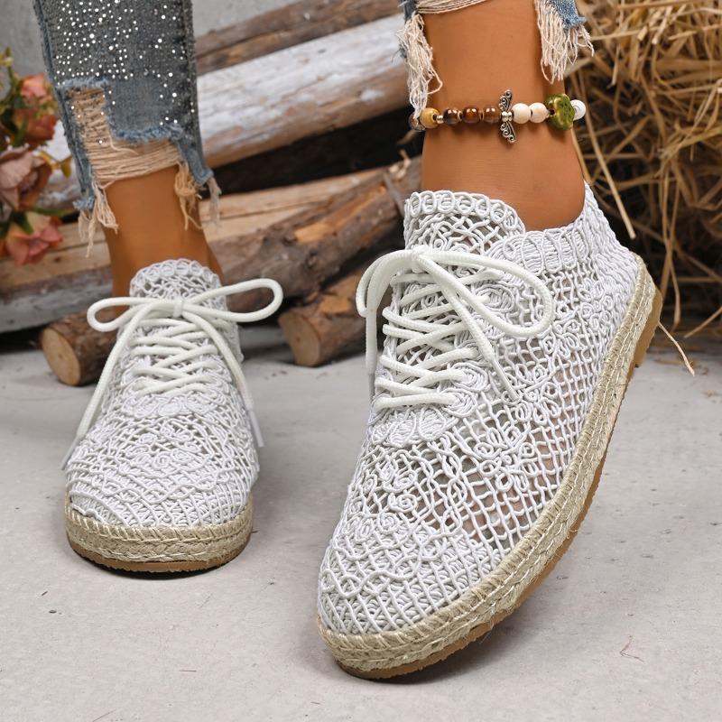 2025 Hot Sale Ladies Shoes Lace-up Women's Vulcanize Shoes Fashion Hollow Out New Plus Size Casual Comfortable Flat Low Heels