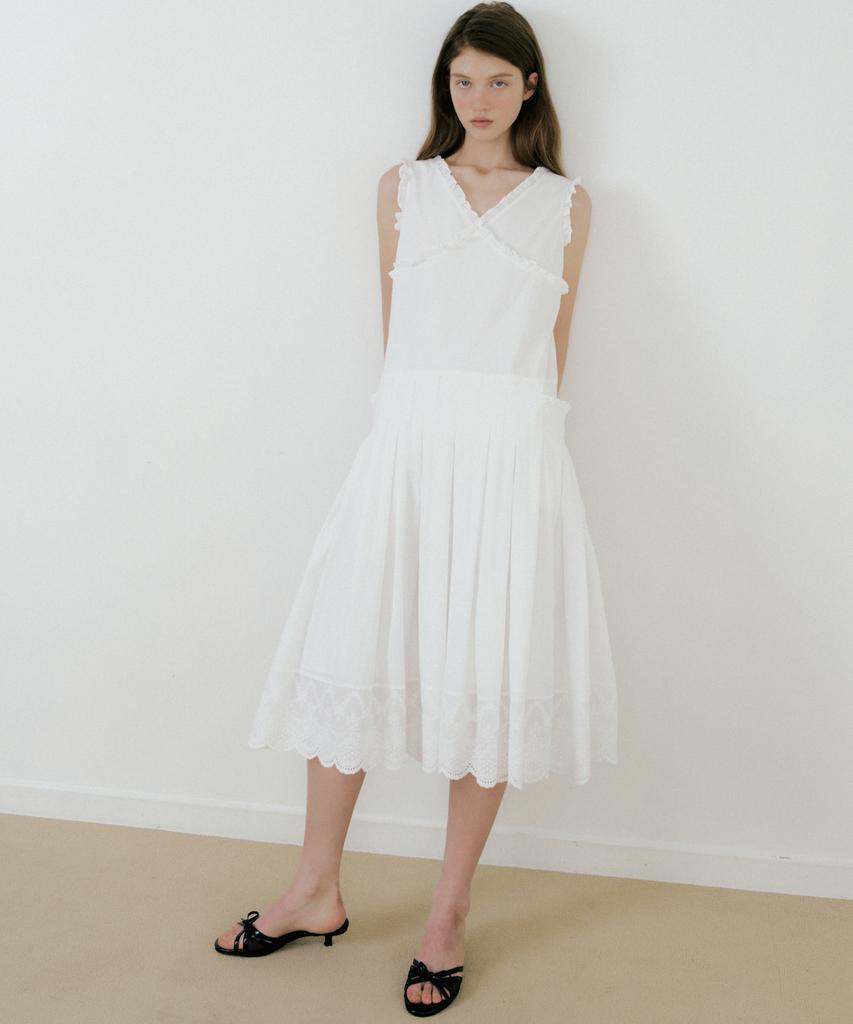 LETTERA Ruffle Long Dress_White