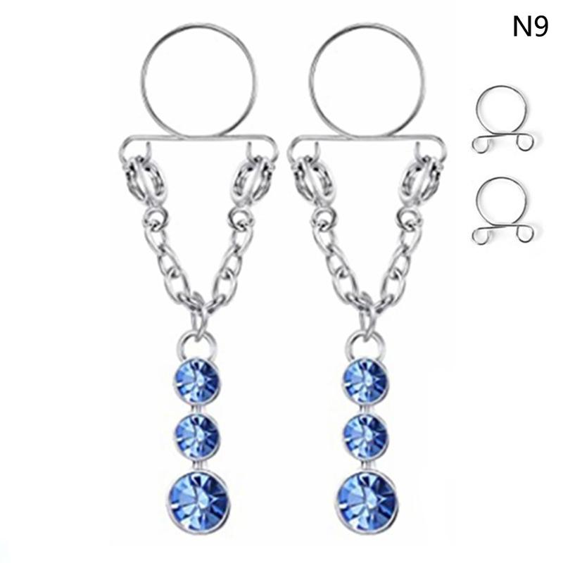 1 Pair Sexy Tassel  Butterfly Pendant Fake Nipple Ring For Women Girls Adjustable Faux Nipple Piercing Body Jewelry