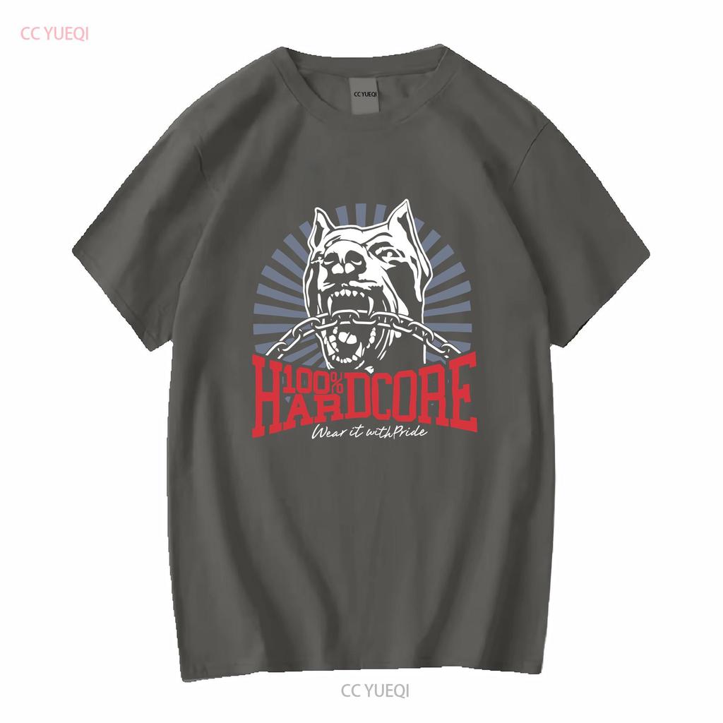 100 HARDCORE T Shirt Dog 1 Black Mens Gabber Pitbull vintage Washed homme Top For Everyday Wear Stretched Stylish Breathable