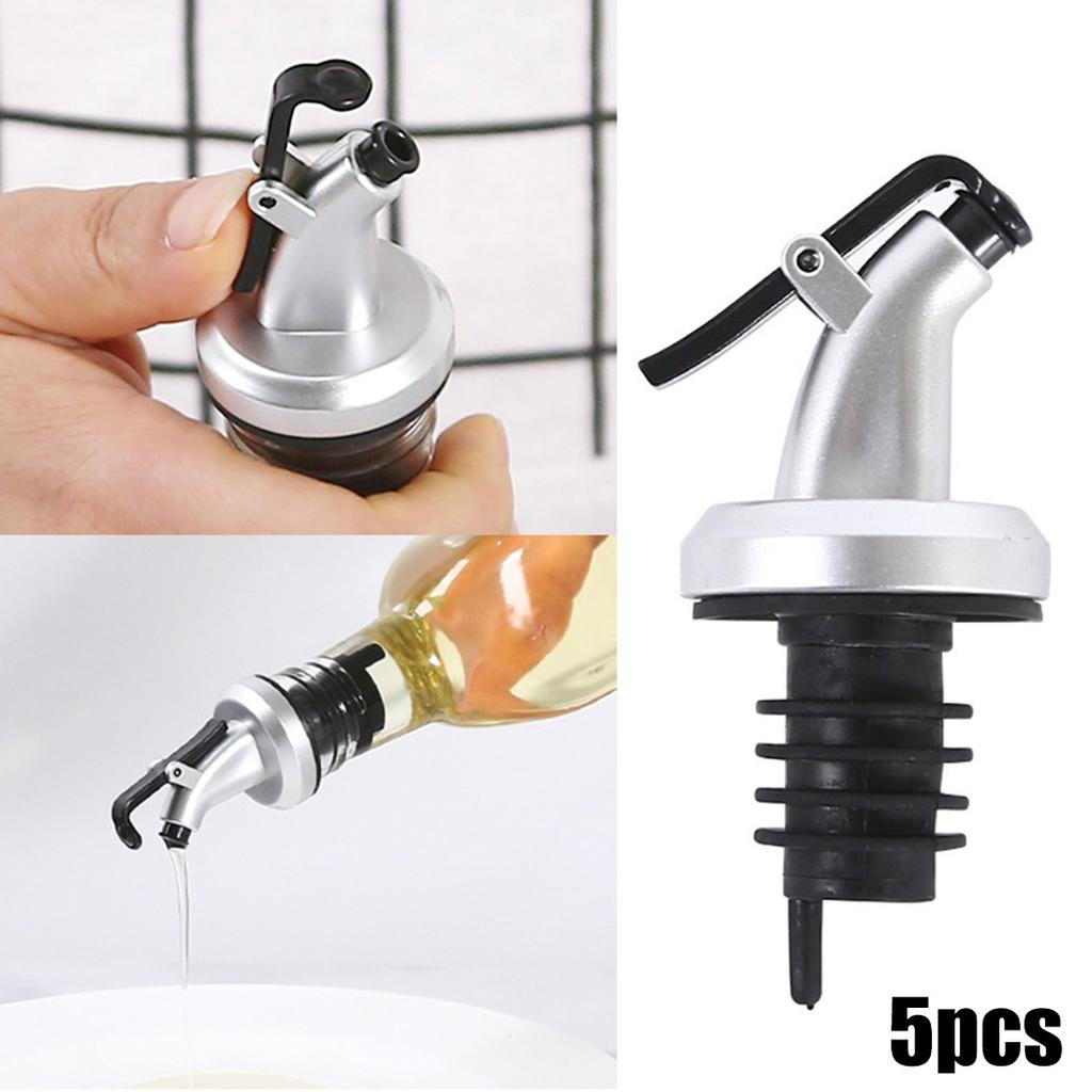 5Pcs Bottle Pourer Liquor For Spirit Oil Olive Stopper Dispenser With Dust