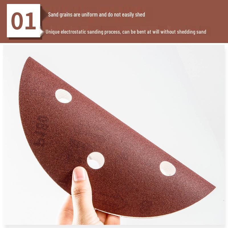 9-Inch Self-Adhesive Flocked Sandpaper Discs: 6-Hole Dry Sand Putty Polishing with Backing Cloth