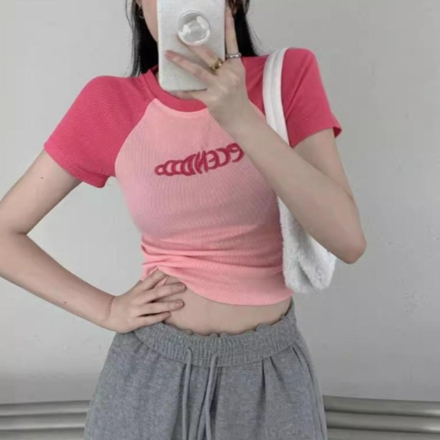 Pure Desire Style Short Student Top Spicy Girl Slim Fit Summer Short Sleeved T-shirt for Women