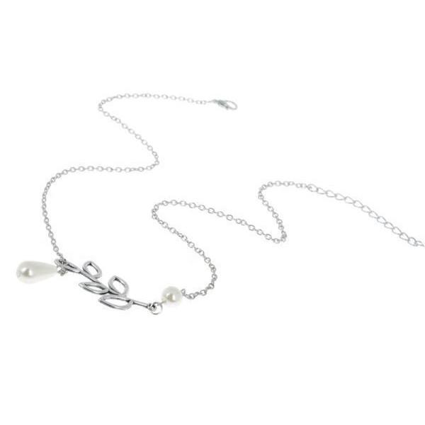 Elegant Pearl Drop Leaf Necklace In Alloy For Fashionable Women And Trendy Styles