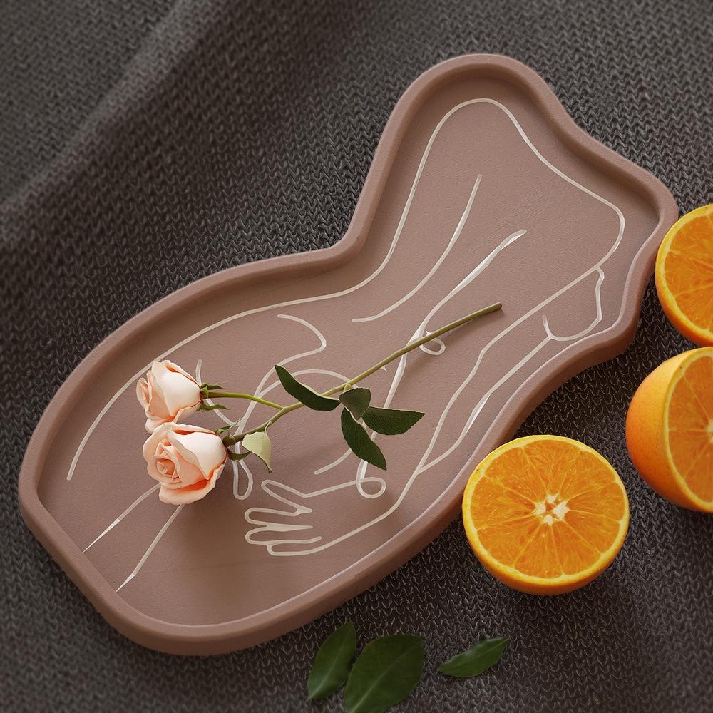 DIY Epoxy Resin Mold Cement Gypsum Abstract Human Body Lines Tray Storage Plaster Decoration Silicone Mold