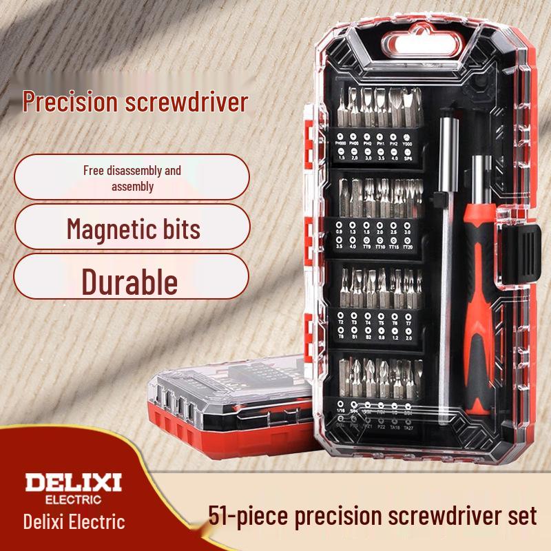 Delixi 51-Piece Multifunctional Screwdriver Set for Household, Mobile Phone, and Laptop Repair 51-Piece Set
