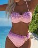 New Fashion Bikini Split Swimsuit Women's High Sense of European and American Style Sexy Tube Top Solid Color Swimsuit