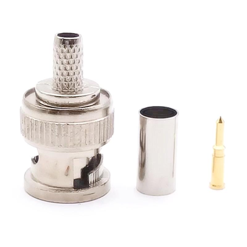 5 Pack/10 Pack BNC Male Crimp Connector 50Ohm Connector for RG58 RG59 Low Loss Coax Cable BNC Type Solder Converter