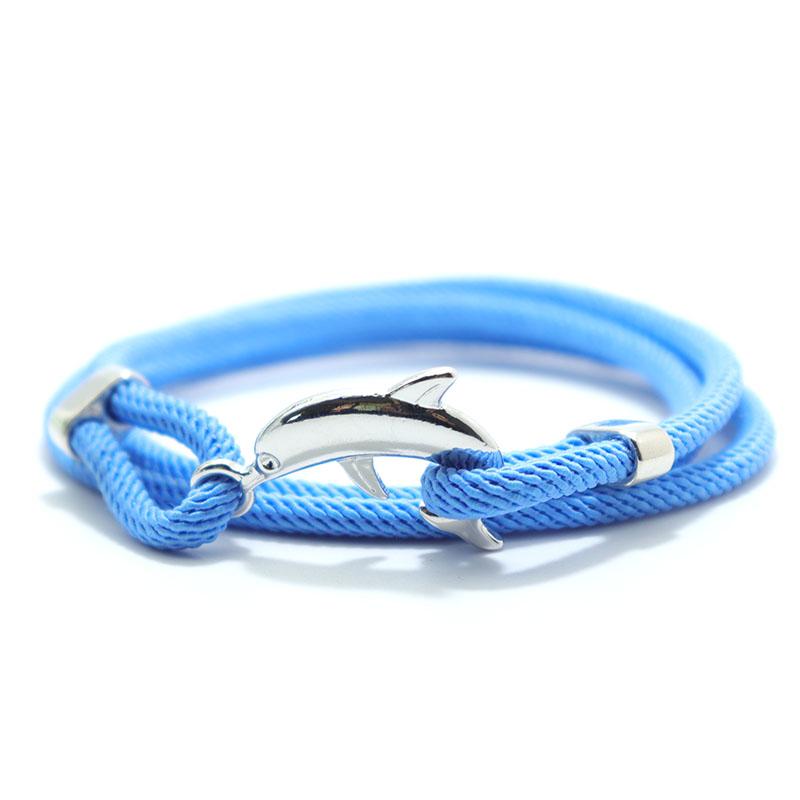 New Dolphin Bracelet Men 4mm Nylon Cord Chain Braclet Homme Bohemia Woven Adjustable Braslet Beach Leisure Accessories Pulseira