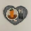 Placemats Dining Table Korean Plaid Red Blue Heart-Shaped Placemat Water Cup Mat Cute Pleated Lace Mat Fabric Coaster Dining Mat