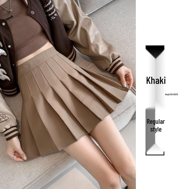 New 2024 Women's High Waist Black Pleated A-line Skirt - Short, Slimming, Summer to Autumn Style