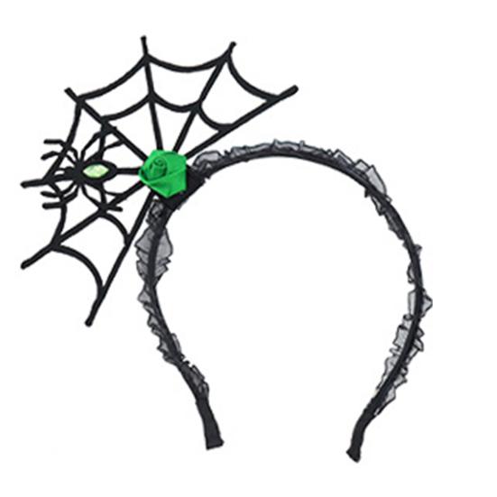 Costume Party Headpiece Halloween Spider Web Headband, Black Lace Choker Collar with Rose, Theme Photo Props Accessory for Women Girls, Gothic