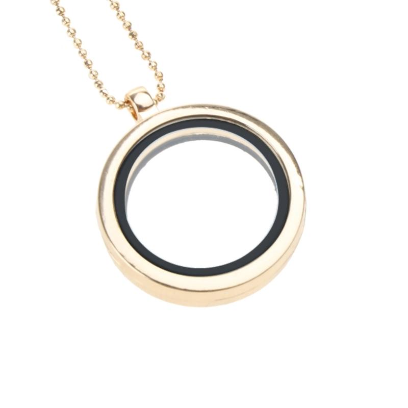 Trendy Gold/ Silver Locket Necklace Gorgeous Floating Round Locket Pendant DIY Jewelry All-match for Women Friendship
