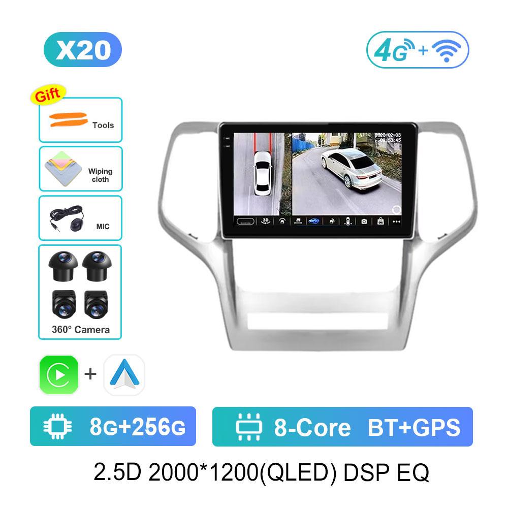 Bluetooth WiFi GPS Navigation Android System for Jeep Grand Cherokee 2008 - 2013 QLED Screen Car Radio Multimedia Player 4G