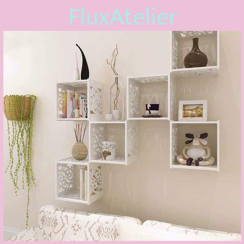 Creative Wall Mount Organizer With Wooden Panels For Bedroom Storage And Decoration