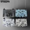 4 peças Wtempo Boxer Mens Underwear Short Print Respirável Shorts Boxers Sexy Underwear