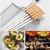 6/8pcs Kabab Koobideh Skewers 17 Inch Stainless Steel Grilling BBQ Skewer Reusable Barbecue Skewers Flat Stick with Wood Handle