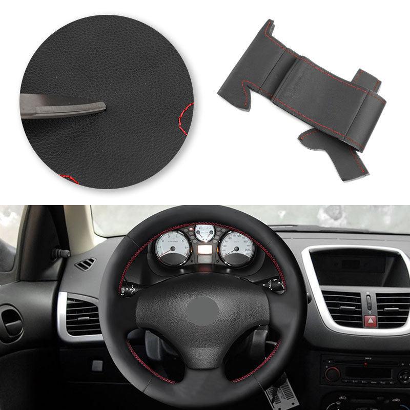 Car Styling Interior Accessories Microfiber Leather Steering Wheel Cover Trim For Peugeot 206 2007 2008 2009 207 Citroen C2
