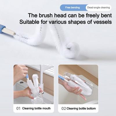 Long Handle Bottle Brush Cleaner Narrow-mouth No Dead Angles Cup Brush Flexible Water Bucket Cleaning Brush