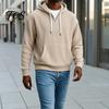 Fashionable Party Wear for Men Hooded Sweatshirt, Quarter Zipper Long Sleeve Pullover Hoodie, Warm Layering Tops Winter Corduroy Sweatshirt