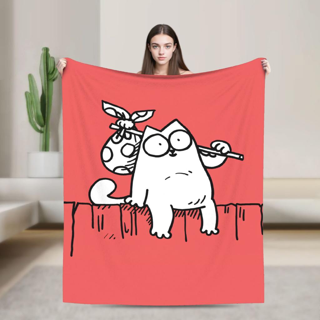 Simons Cat Cute Animal Anime Blanket Quality Warm Soft  Bedding Throws Winter Kids Outdoor Print Bedspread