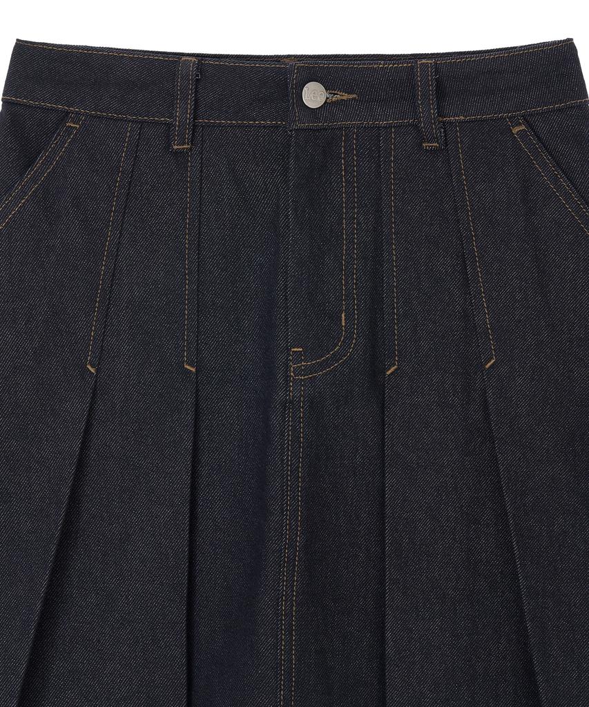 Lee Mid-Length Denim Pleated Skirt Indigo Raw