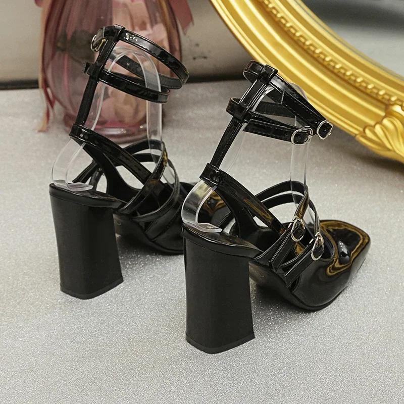 Square Toe  Mary Jane  Pumps Chunky Heel Summer Women Sandals Black Comfy Fashion Designer High Heel