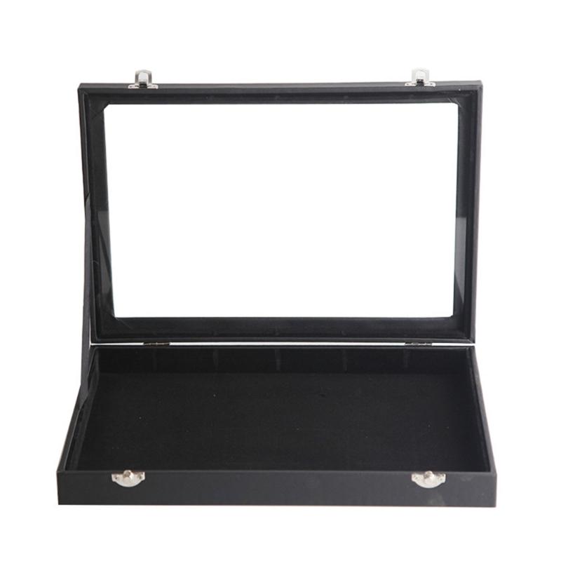 PU Smyckesdisplaylåda med genomskinligt lock Tillbehörsfodral Örhänge Ring Halsband Organizer för Modeentusiaster