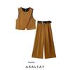 Araltay New Arrival Fashion Style Women's Clothing Fashionable All-Match Double Breasted Silk Satin Texture Top Trousers 8459556