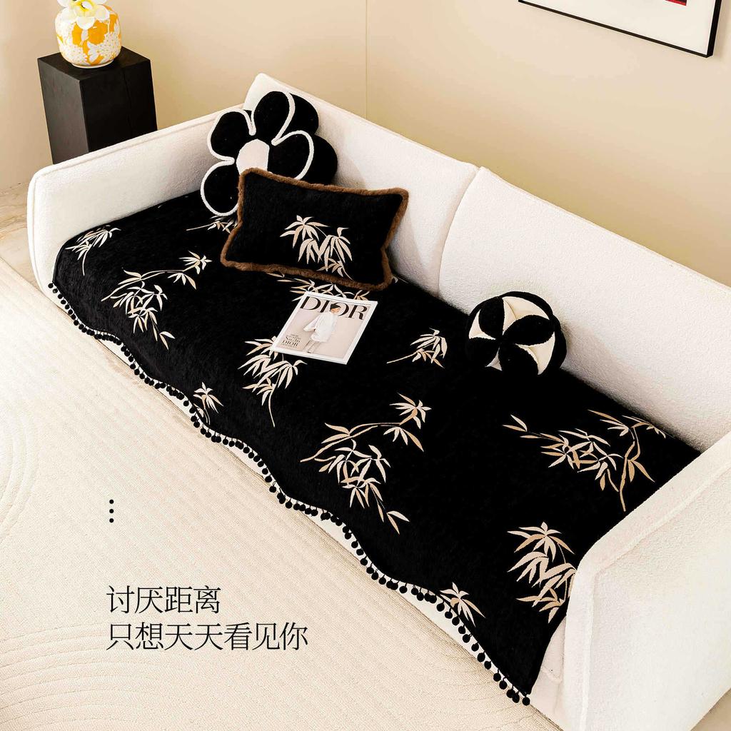 Simple Leather Sofa Cushion Chenille Four Seasons Universal Living Room Straight Row Sofa Cover Cloth Towel  New Anti-Cat Scratch
