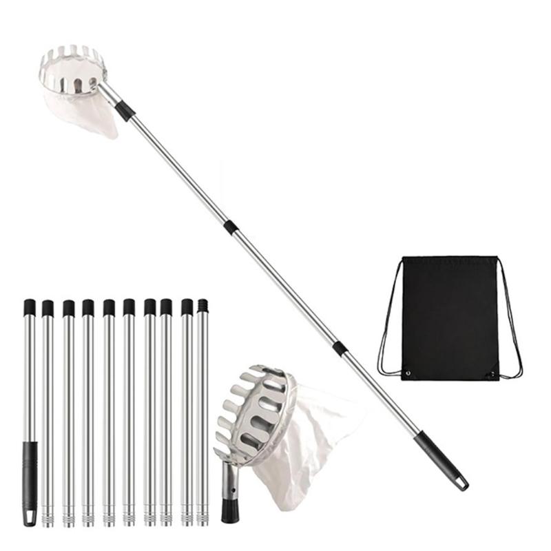 Efficient Fruit Harvest Tool Adjustable Telescopic Handle No Climbing Needed Commercial Grade Construction For Farm Home Use