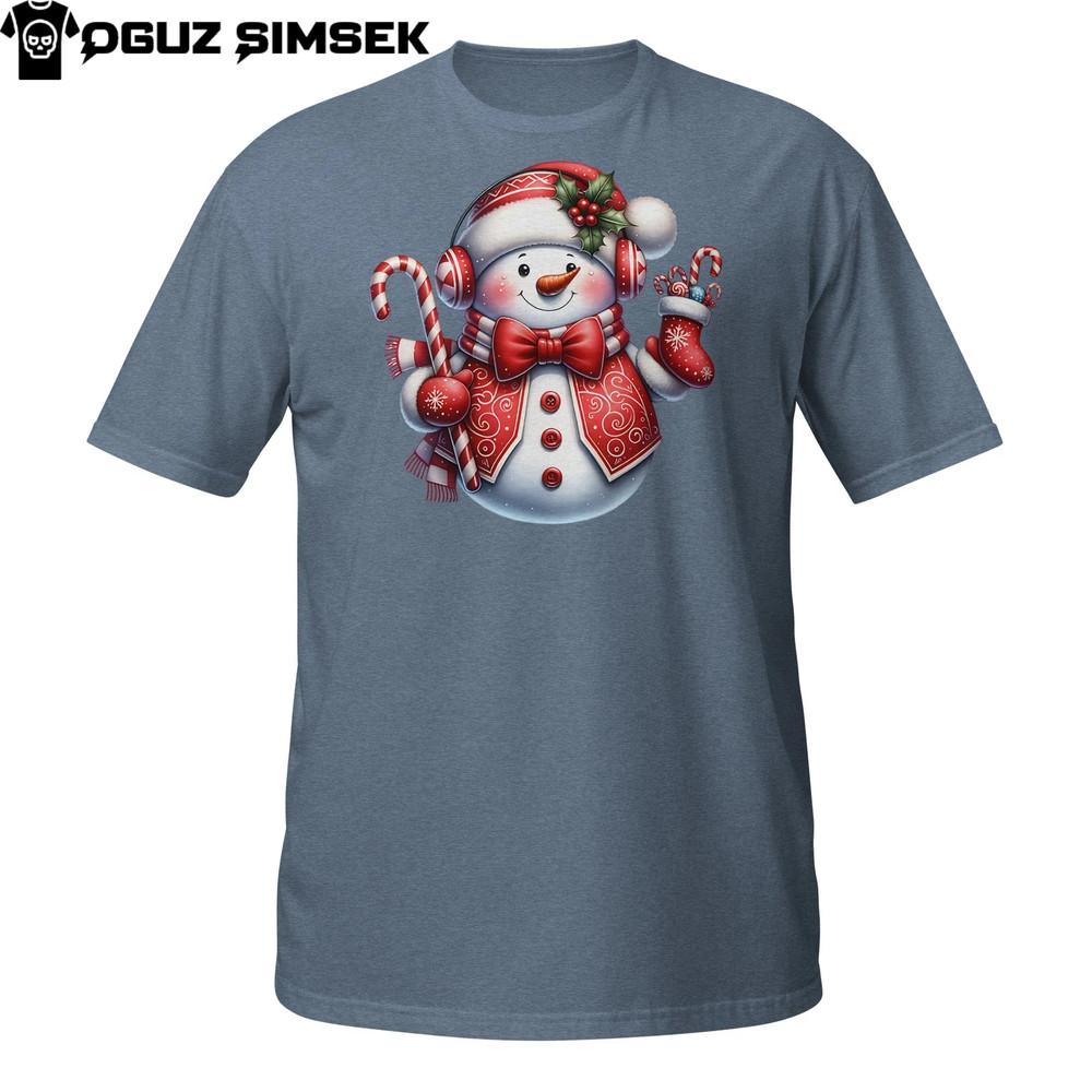 

Christmas Snowman Shirt – Holiday Tee with Candy Cane and Headphones 4XL