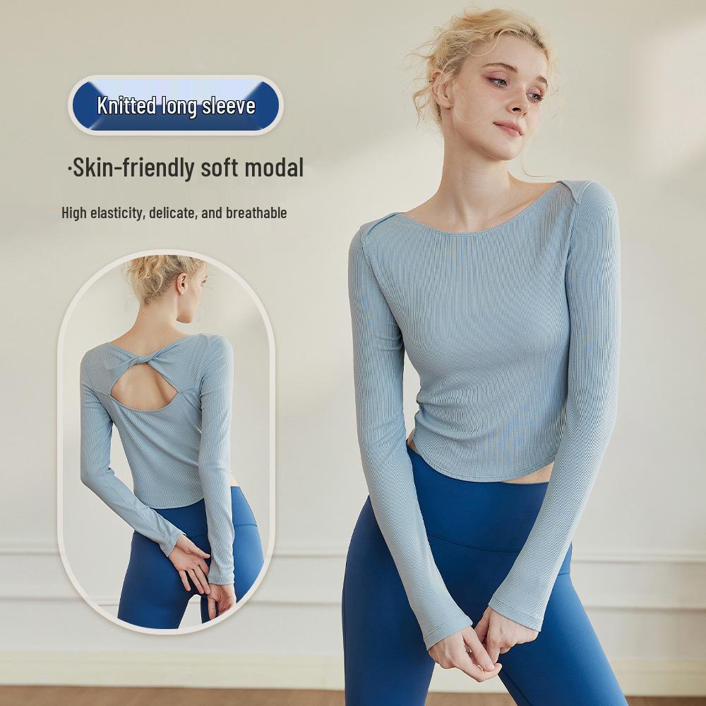 

Women s Hollow Back Long Sleeve Yoga Fitness Suit Extra Large