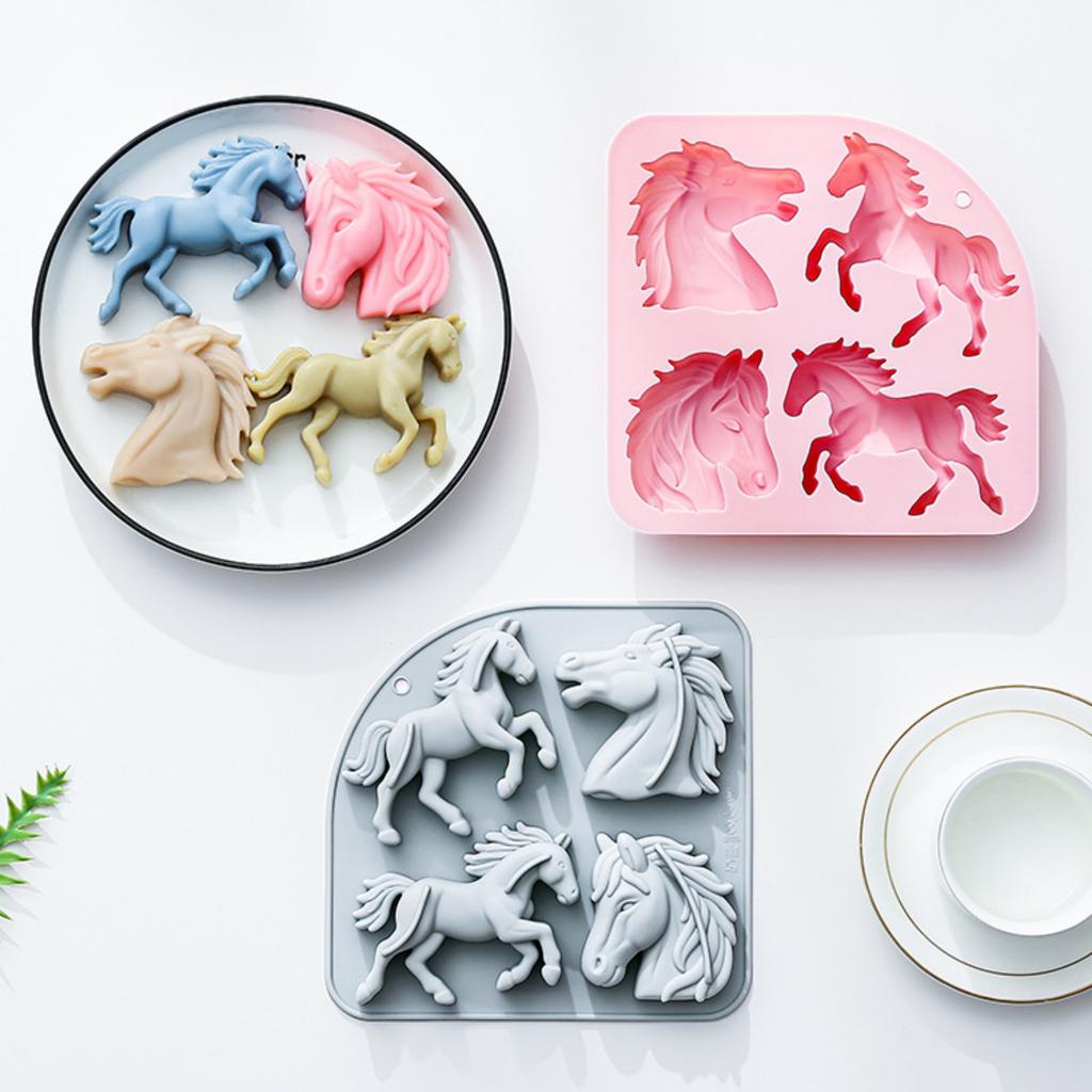 Silicone Mold Horse Shape Candy Chocolate Ice Cube Cake Baking Mold Flexible Nonstick Mold for Homemade Sweets and Desserts