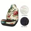 2pcs Vintage Floral Bird Car Seat Covers - Elegant Floral Pattern With Pink Peonies & Bluebirds, Durable Polyester, Fit For Cars