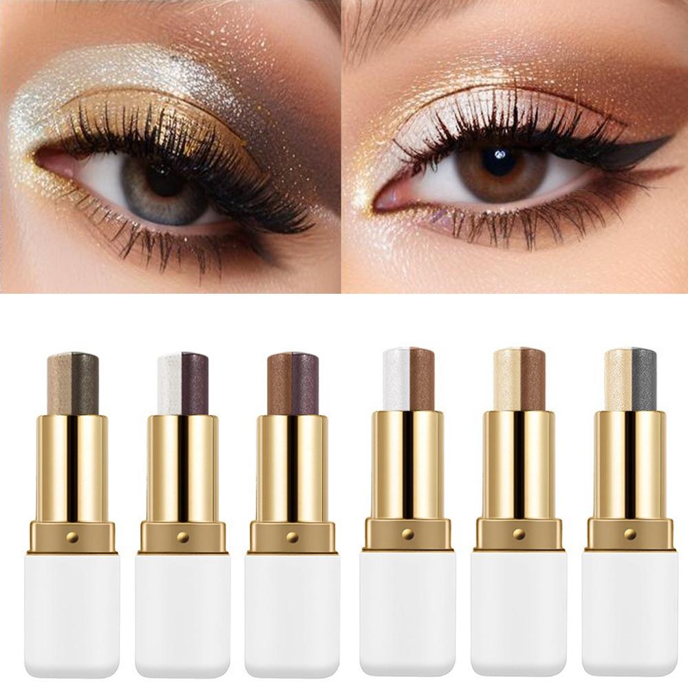 Double Color Eyeshadow Stick Glitter Highlight Shadow Stick Eye Makeup Waterproof Lasting Shimmer Metallic Eyeshadow Makeup