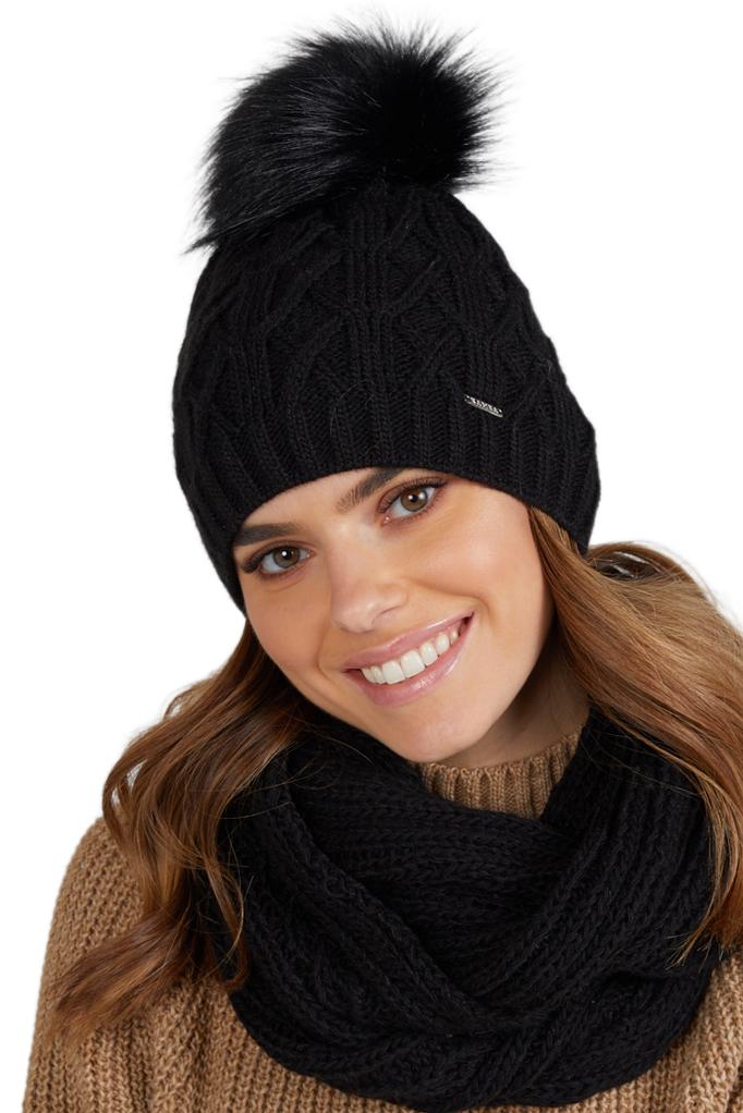 Florence Women' Winter Hat with Pompom, Black