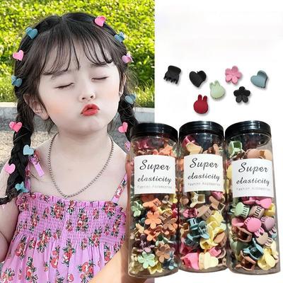 50 adet Mat Plastik Mini Tavşan Kafası Saç Tokası Saç Klipsi Yengeç Bebek Kızlar Tatlı Küçük Toka Çiçek Tokalar Saç Aksesuarları