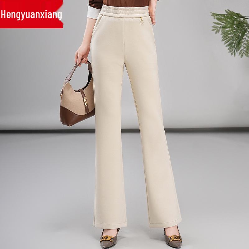 

Hengyuanxiang Women s Micro Flare Pants for Autumn/Winter 2025: Elastic High Waist, Slimming, High-End Look for Middle-Aged Moms 2XL (105-120 lbs) брудно-білий