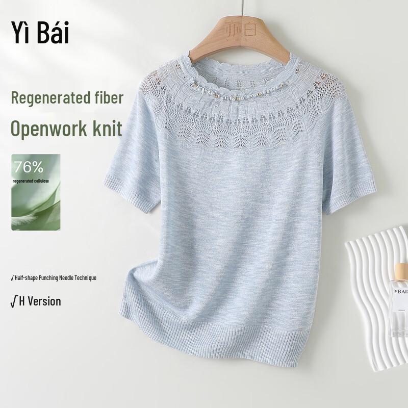 Женская летняя ажурная футболка с коротким рукавом S