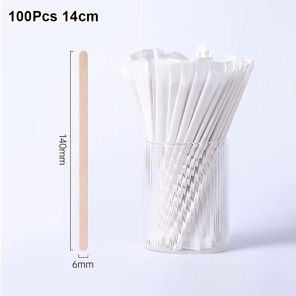 

100Pcs New 14/18cm Coffee Stirrer Sticks Disposable Single Package Wooden Coffee Stirrers Drinking Stir Coffee Supply