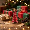 Charming Christmas Party Table Decor Wooden Tree Tabletop Decoration, Rustic 3D Interlocking Ornaments, Vintage Durable Festive Shop Window