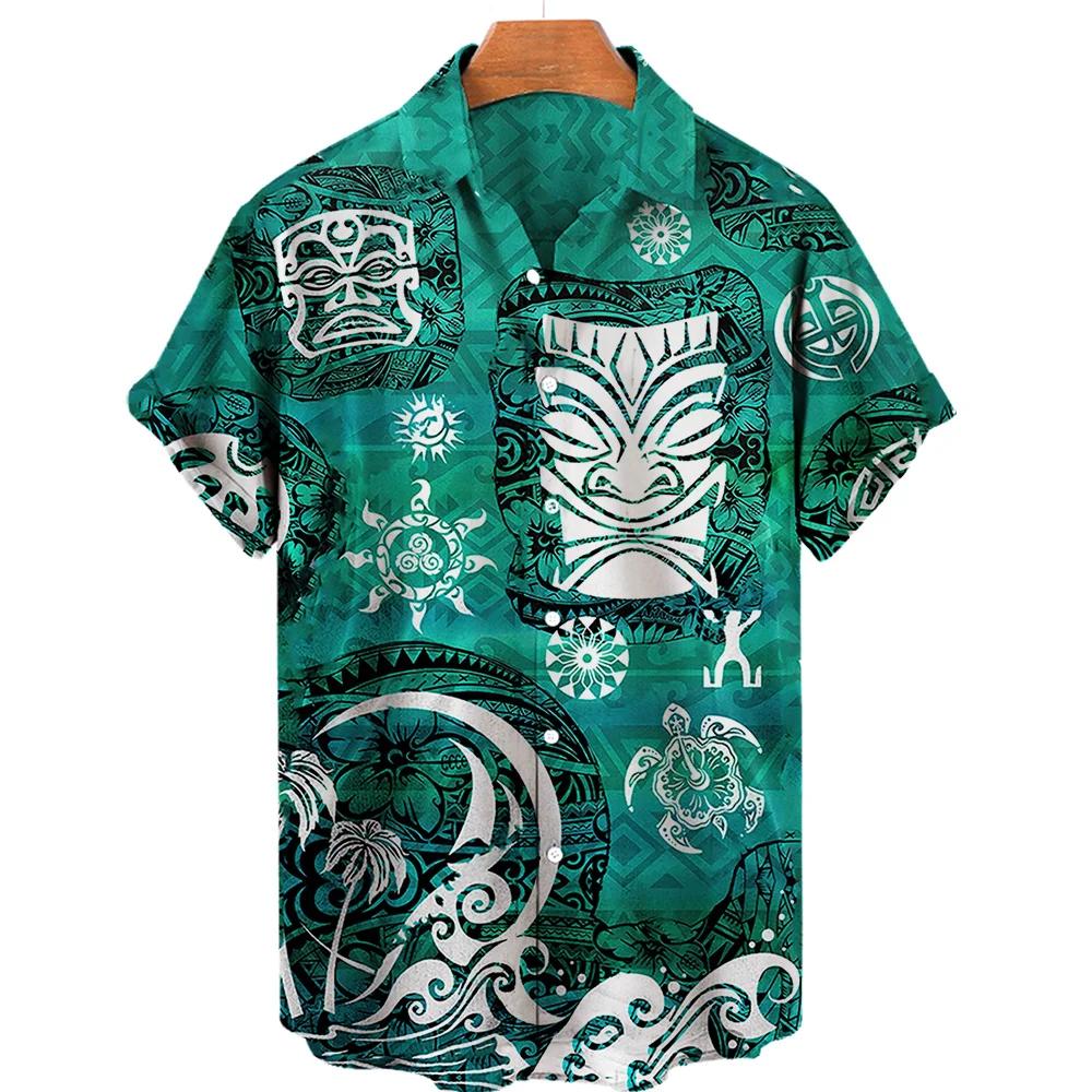 Men's Summer Short Sleeve Hawaiian Shirt Beach Holiday Print Shirt Top 100% Polyester Men's Street Style Short Sleeve Shirt
