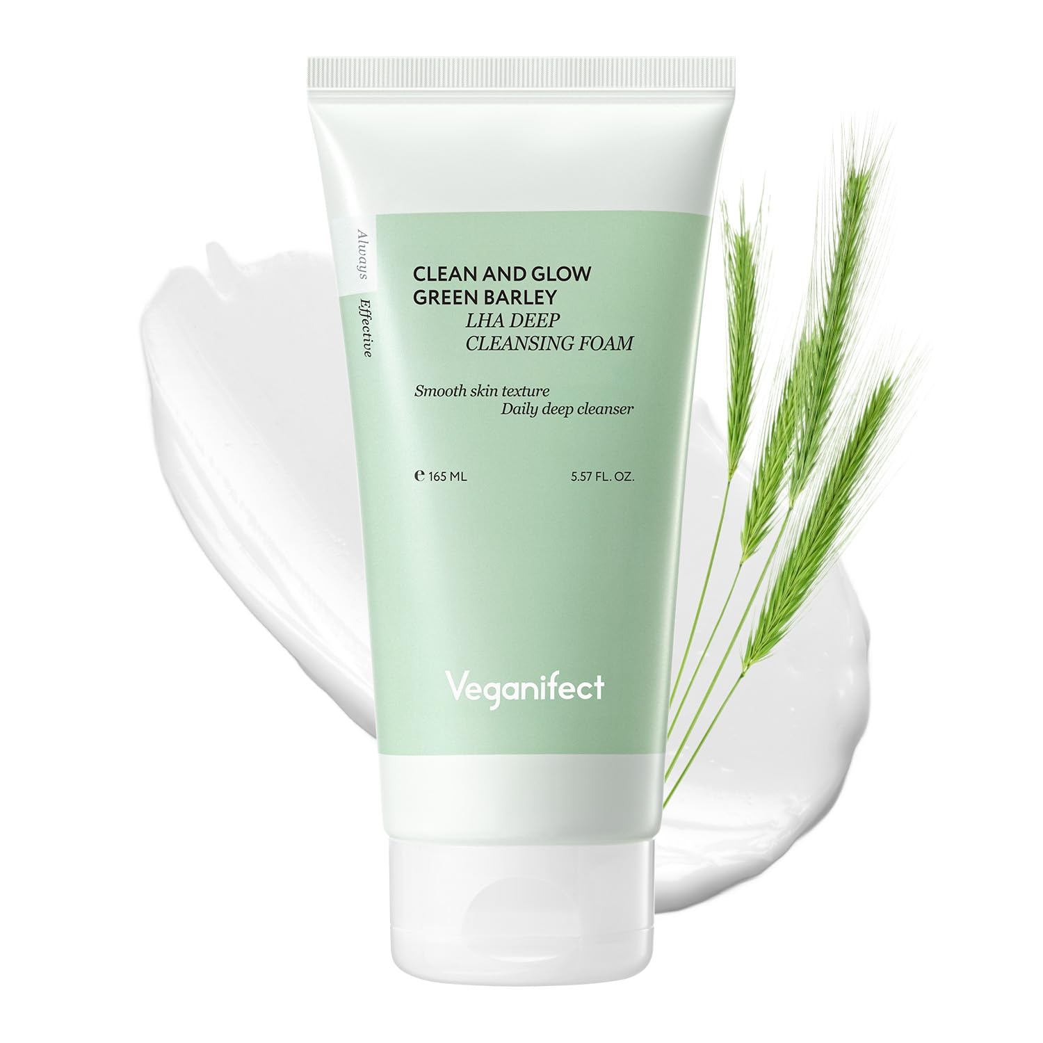 VEGANIFECT Clean & Glow 165ml Green Barley Laha Deep Cleansing Foam Korean Cosmetics