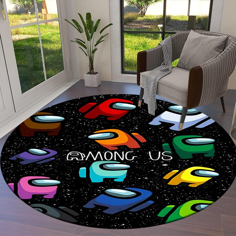 Among Us Round Area Rug,Carpet Rug for Living Room Bedroom Sofa Playroom Decor,Non-slip Floor Mat