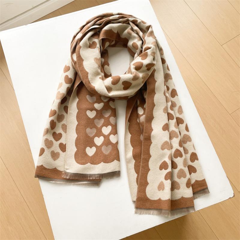 Cute peach heart warm imitation cashmere atmosphere thickened shawl women autumn and winter sweet student versatile scarf women