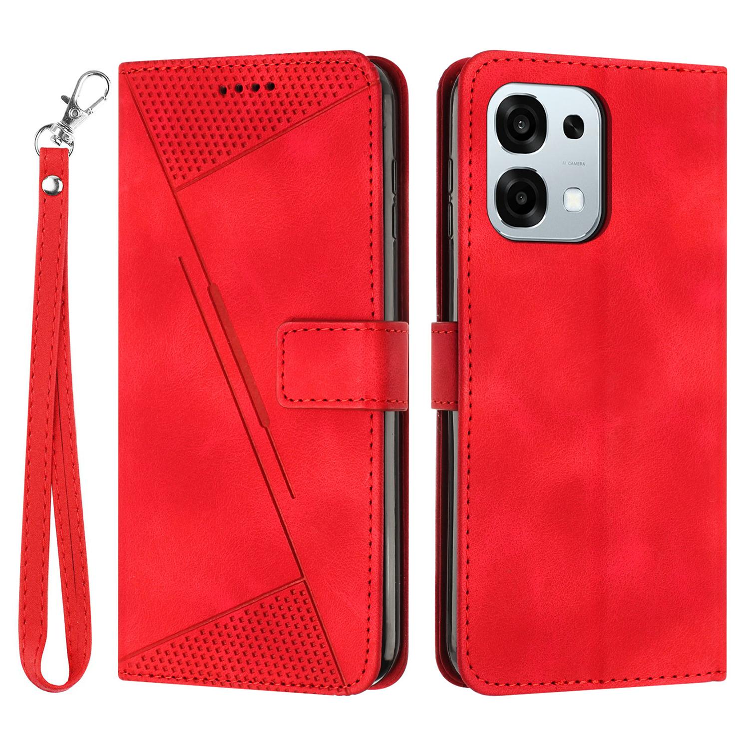 

Leather Case For Oppo F31 5G/A6 Pro 5G/4G Imprinted Triangle Phone Cover with Hand Strap