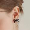 (Silver 925) Onyx Rose Ribbon Earrings EC3041