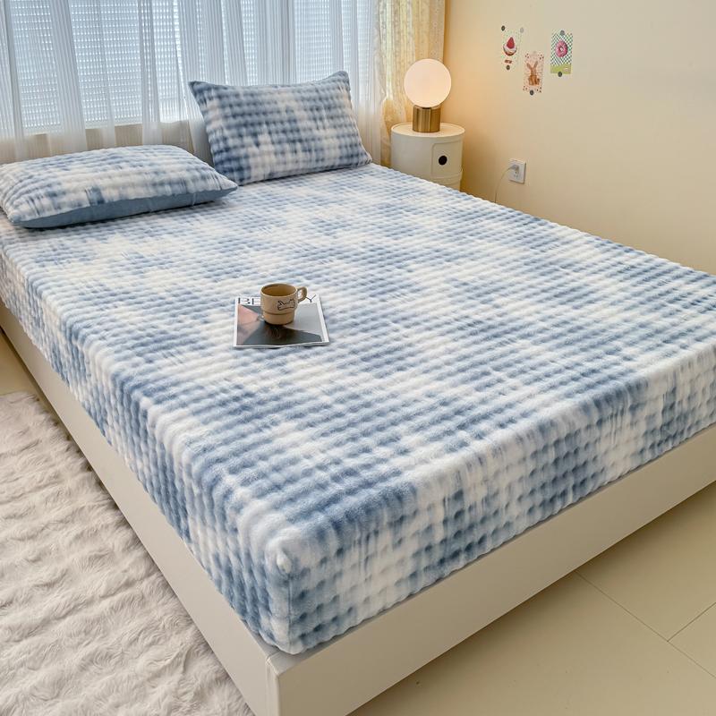 Plush Bedsheet Warm Fitted Sheet Soft Bed Linen for Winter Home Sheets Non-slip Bed Cover sabanas para cama (No Pillowcase)